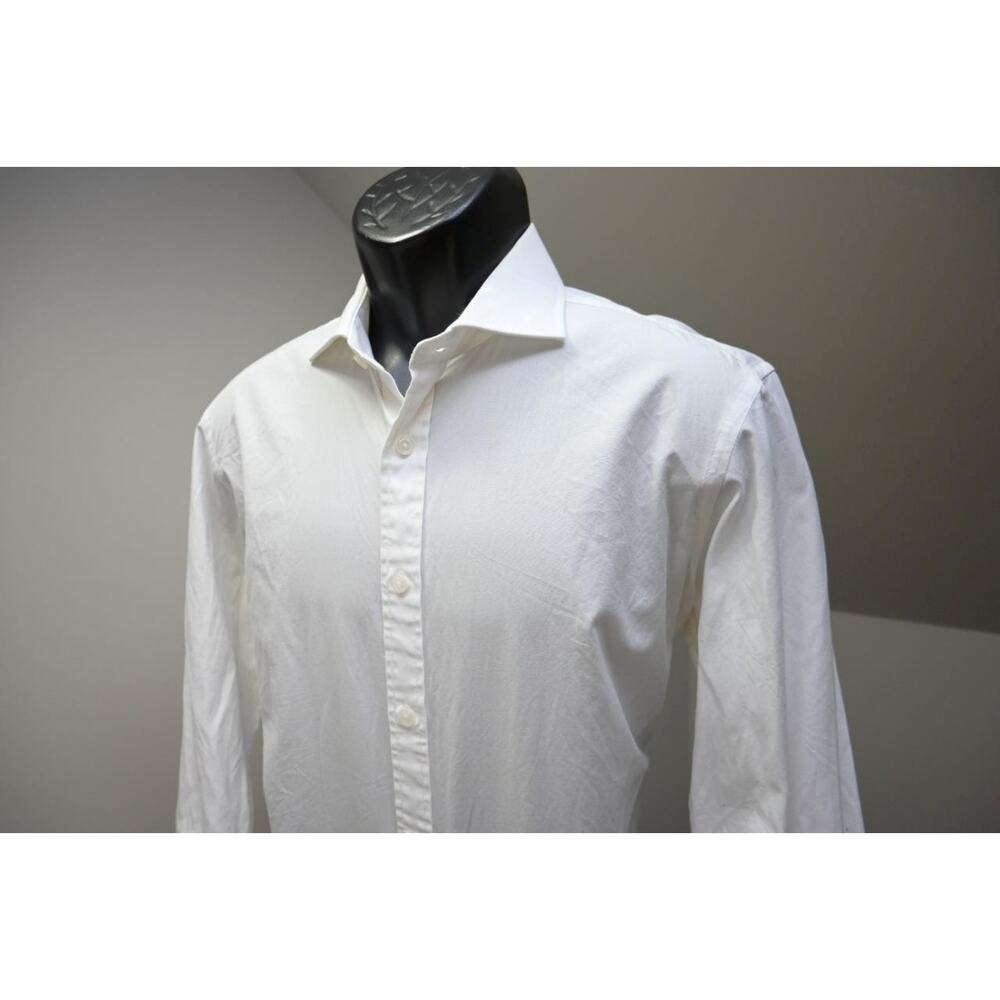 T.M. Lewin Dress Shirt Slim Fit White Mens Sz Large Size 16-36 Long